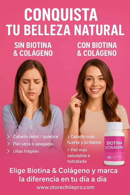 BIOTINA + COLÁGENO 1000MG 60CAPS